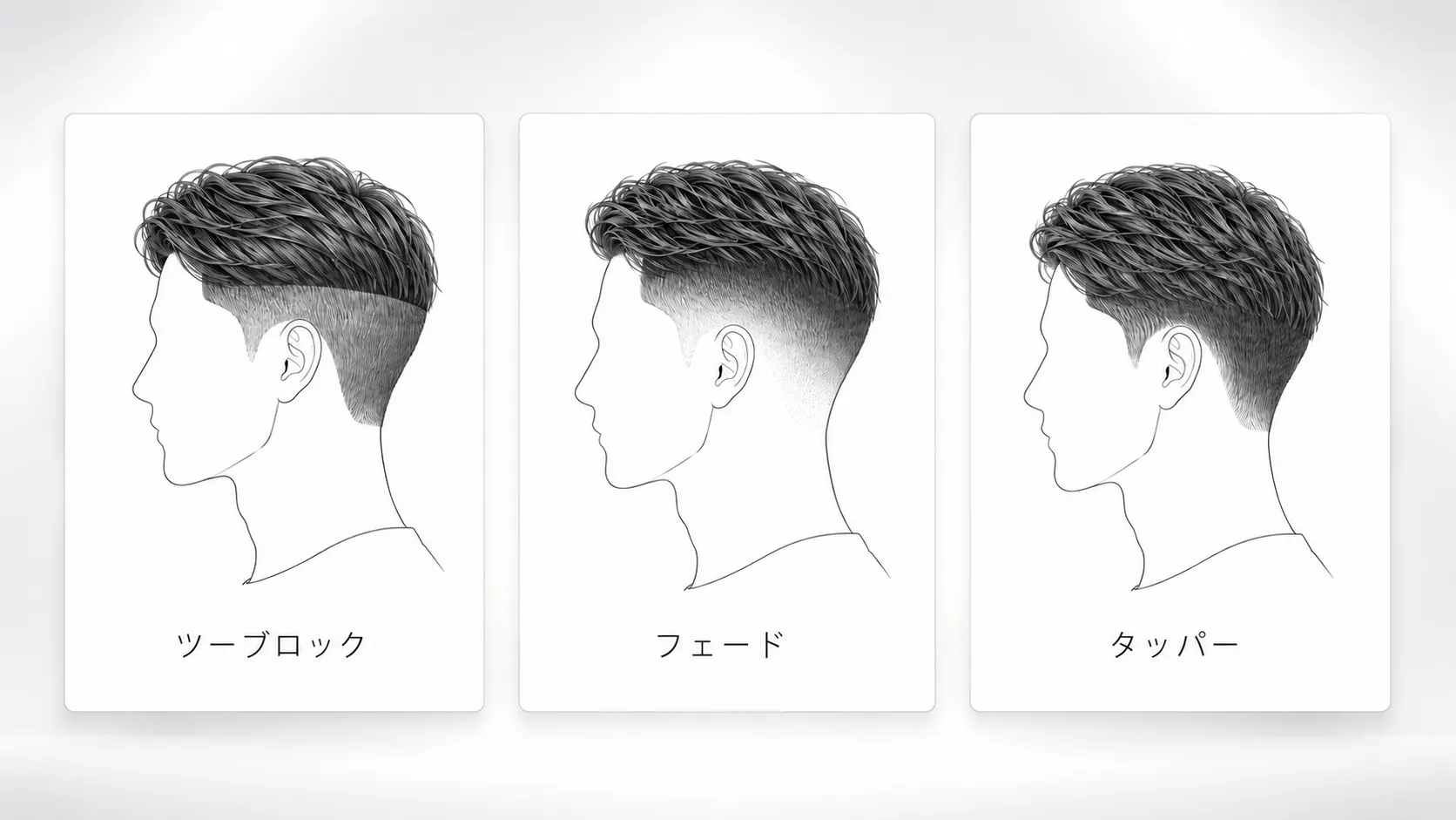 ツーブロック・フェード・タッパーの刈り上げ方の違い