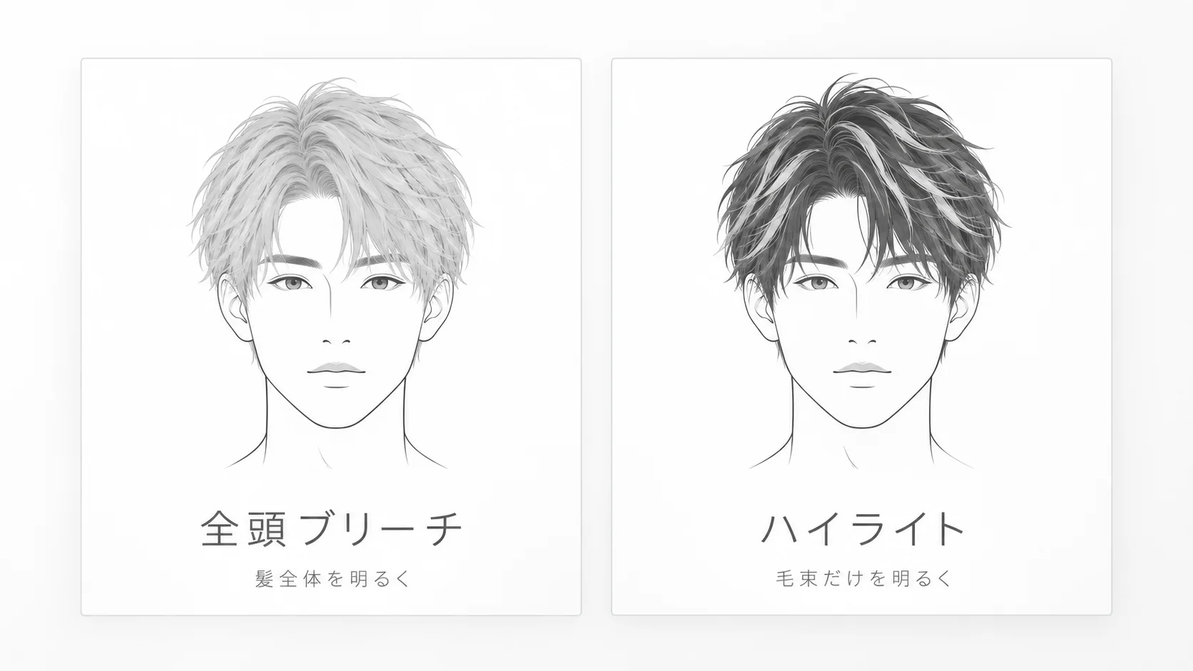 全頭ブリーチとハイライトの違い|髪全体を明るくするか毛束だけを明るくするか